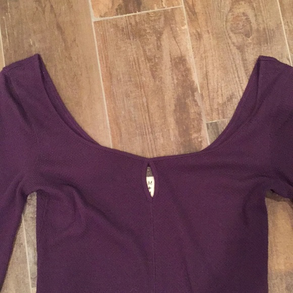 Free People Purple Striped Thermal Keyhole Top - Picture 3 of 6